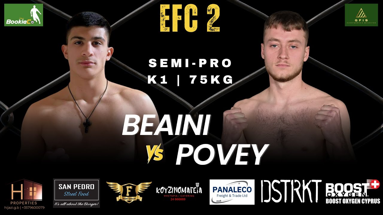 EFC 2 - KYLE KHALIL BEAINI vs JOHNNY POVEY | SEMI-PRO FIGHT |  K1-75KG