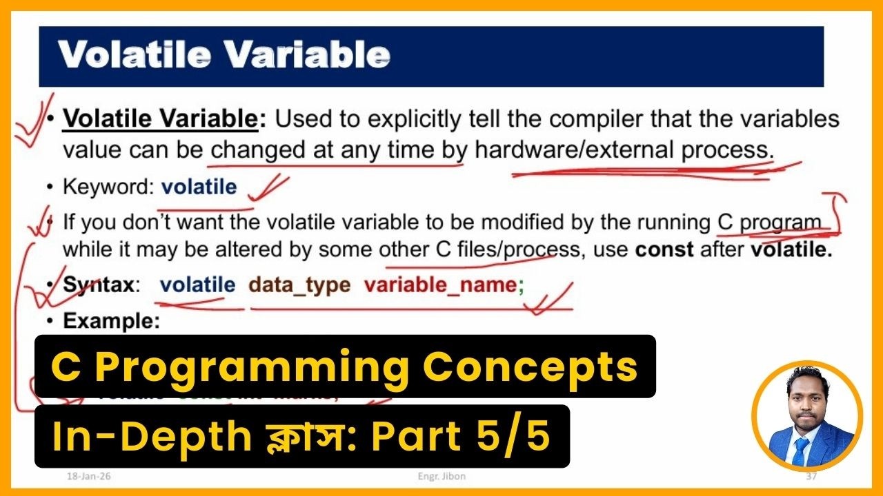 C Programming Concepts: In-Depth ক্লাস | Part 5 | OverFlow/UnderFlow, Volatile Variable, Escape Char