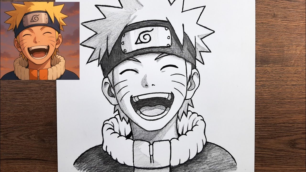 How to draw happy Naruto Uzumaki easy anime drawing tutorial step-by-step