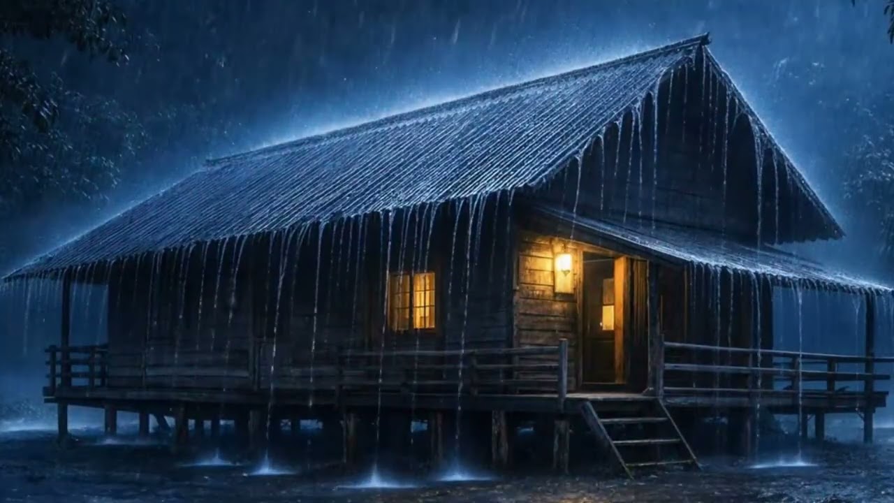 Sleep Hypnosis to Fall into Sleep in 5 Minutes with Heavy Rain & Thunder on Tin Roof at Night