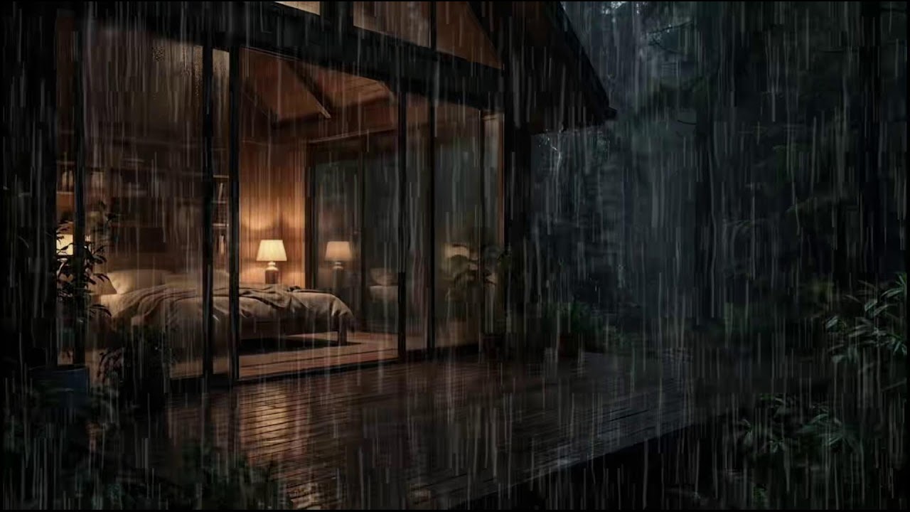 Rainy Night in a Forest Cabin 🌲 | Soft rain ambience with steady rain sounds for deep relaxation