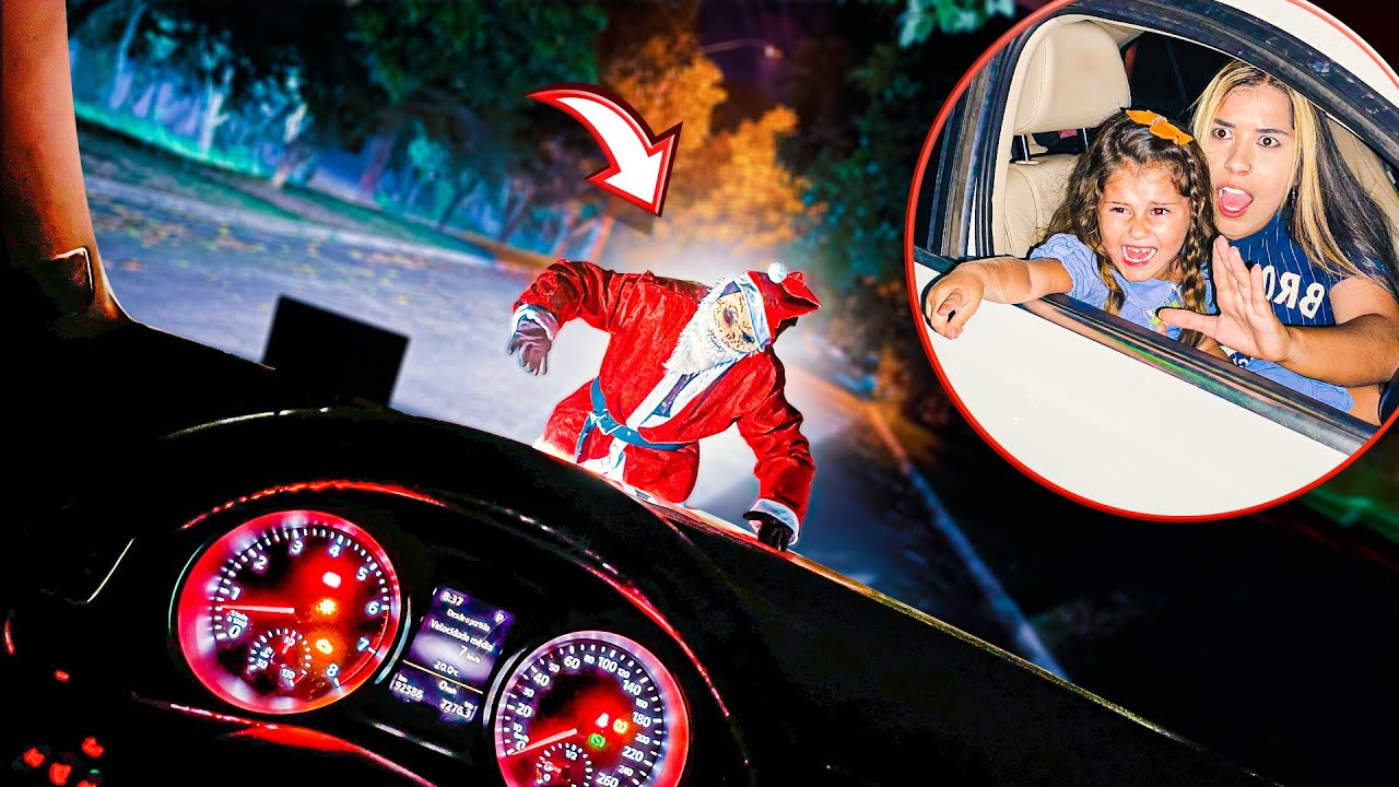 O PAPAI NOEL ASSUSTADOR APARECEU NO MEIO DA ESTRADA DE MADRUGADA!