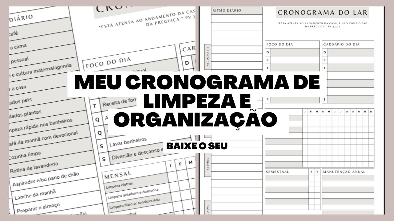 Meu cronograma de limpeza e organização da casa 🏡 com planilha para baixar