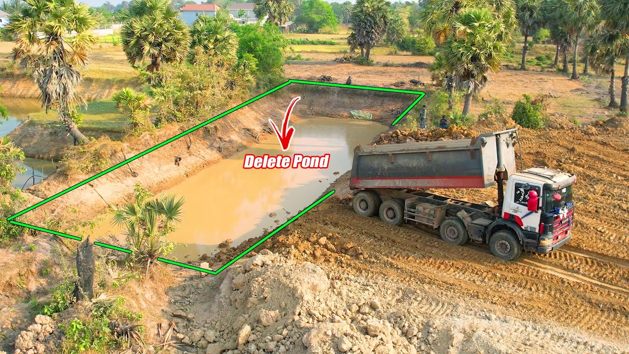 Nicely First Start a New Project Delete Deep Pond By Caterpillar Dozer Pour Soil & Small Truck 5Ton