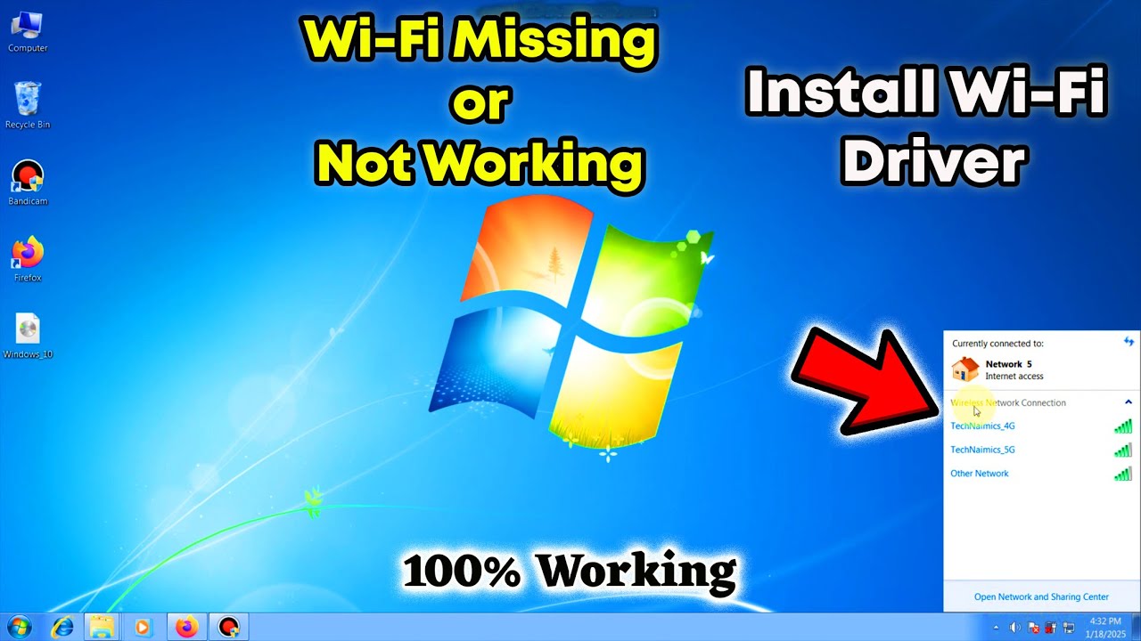Wi-Fi Network Not Showing | How to install Wi-Fi Drivers | Wi-Fi Not Working on Windows 7
