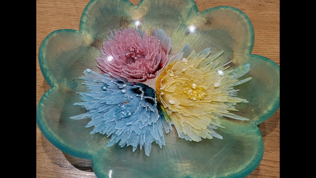 3D Blumen in einer Resin Schale 🌼 3D Flowers resin bowl