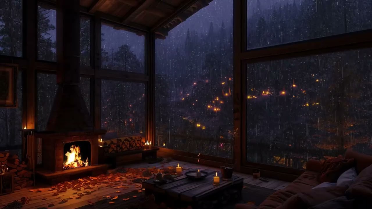 Cyberpunk Rain Cabin Piano Escape | Neuro Calm Ambient Music for Deep Focus and Mental Recovery