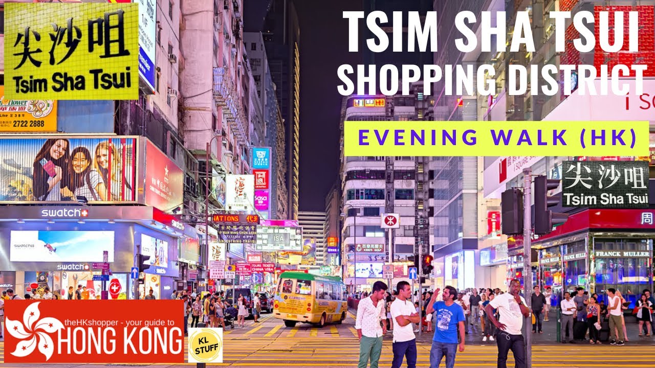 Tsim Sha Tsui Area, Evening Walk | Shopping & Nightlife District of Hong Kong