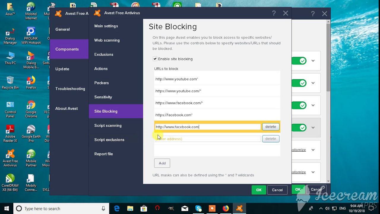 How to block web sites using Avast Anti Virus software