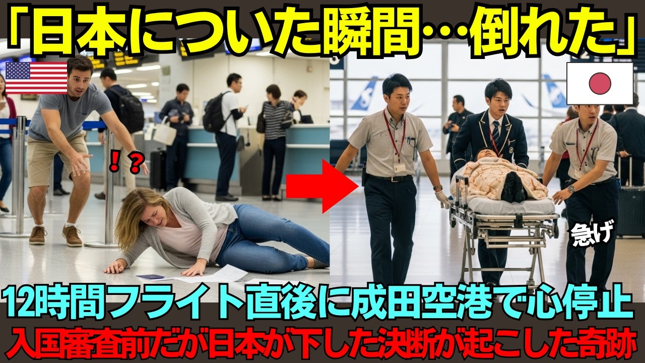 【海外の反応】「12時間のフライト、日本に着いた瞬間に妻が」成田空港入国ゲート手前で倒れた35歳…入国審査前、日本の空港医療チームの衝撃の決断とは！