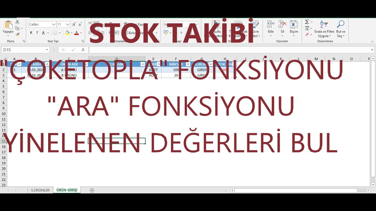 EXCEL STOK TAKİP TABLOSU