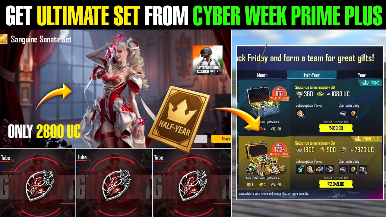New Trick Get Ultimate Set From Cyber Week 6 Month Prime Plus | Bgmi Next Ultimate Spin
