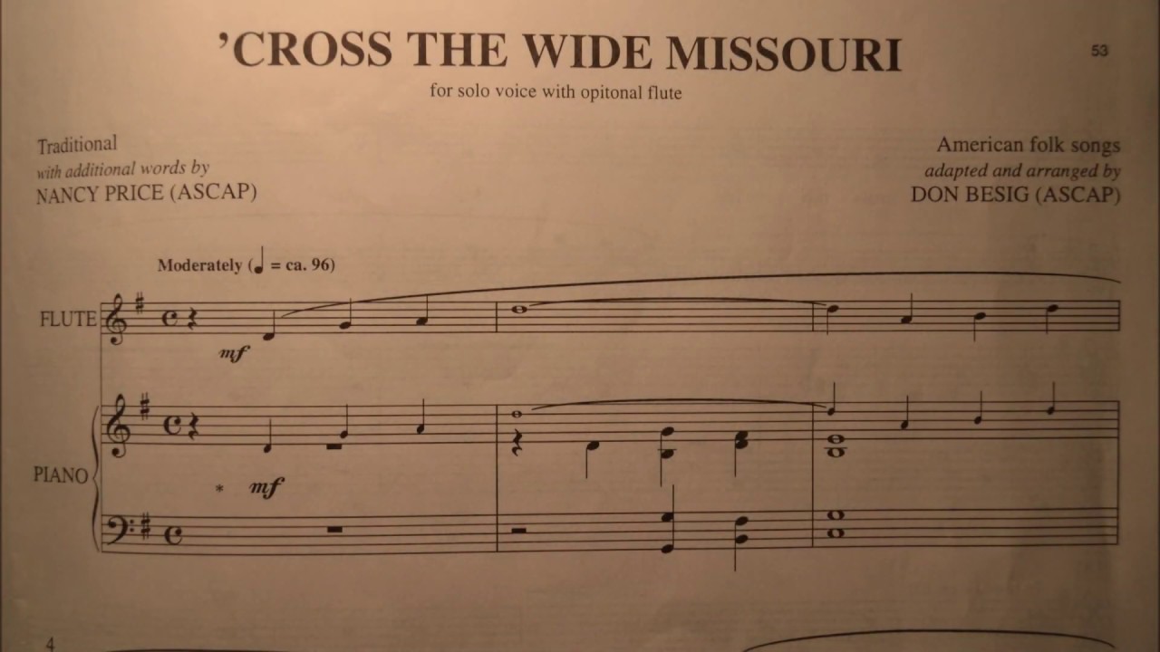 Cross the Wide Missouri Piano Accompaniment