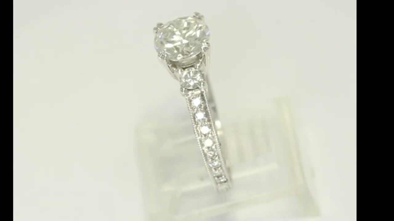 EGL Certified 1.51CT Natural Diamond Engagement Ring 2.07CTW 18KWG Euro Cut 7.75 - 34837