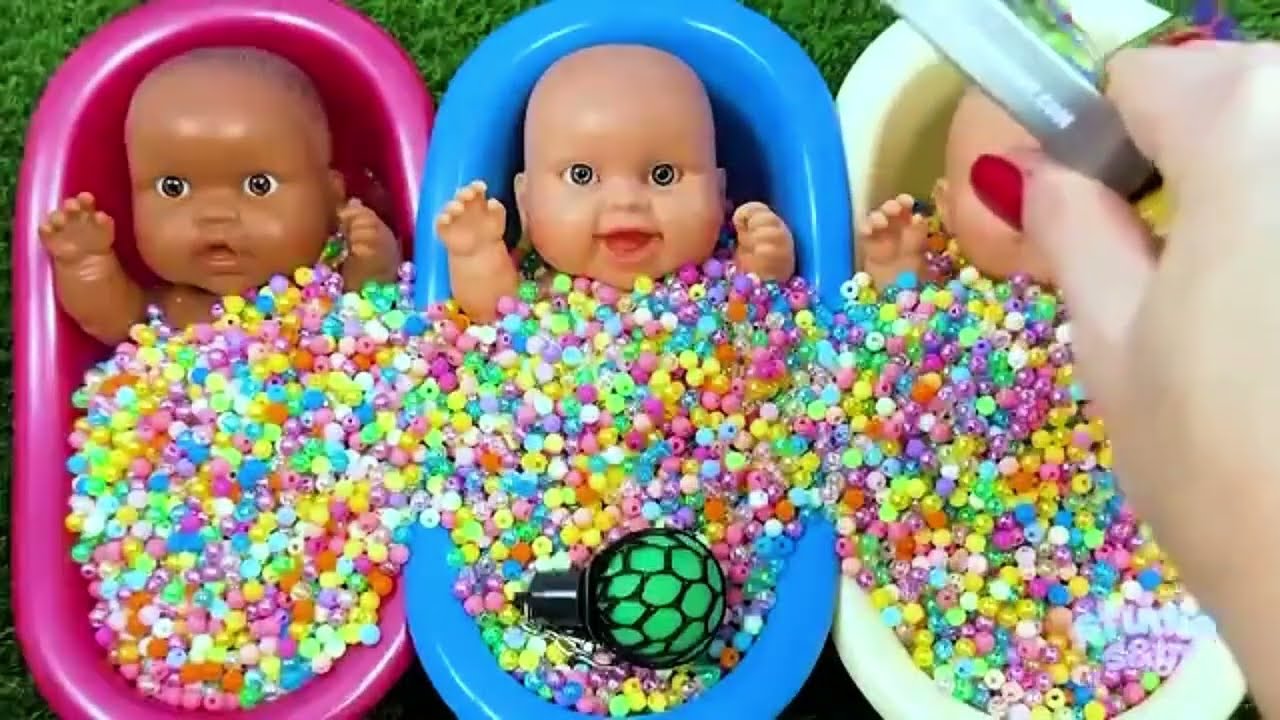 7 Minutes Satisfying with Full of 3 Rainbow 🌈 BathTubs Candy with M&M's & Magic Slime Cutting Video 