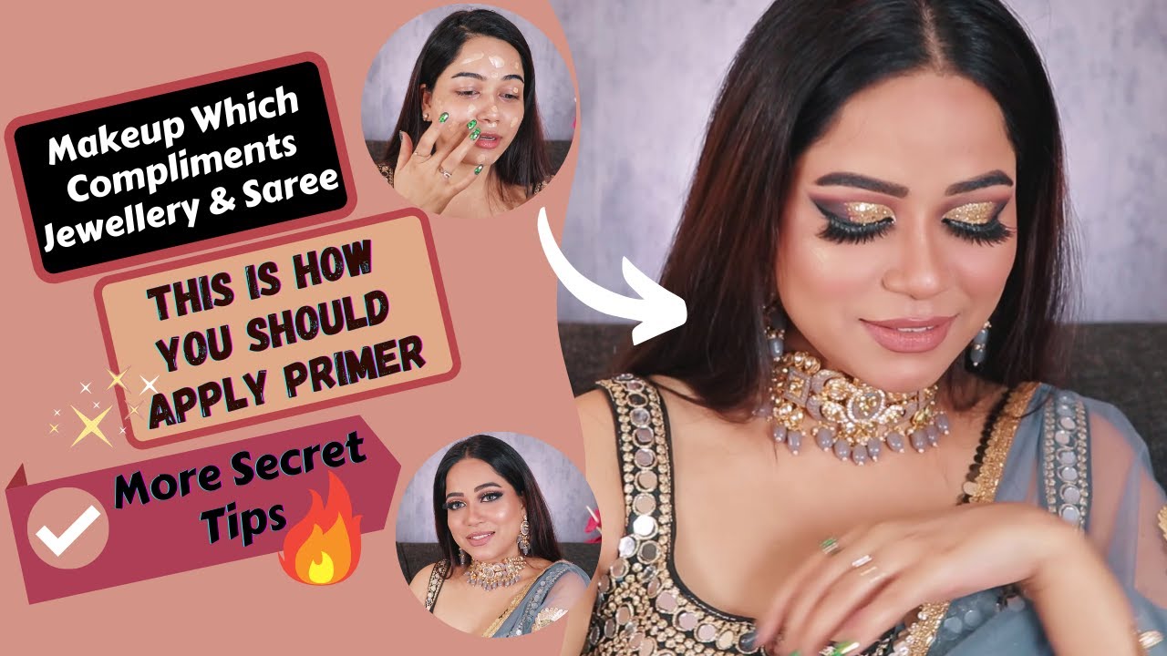 Secret of achieving Glam Party Makeup for Saree & Lehanga | Festive Makeup & Jewellery #glammakeup