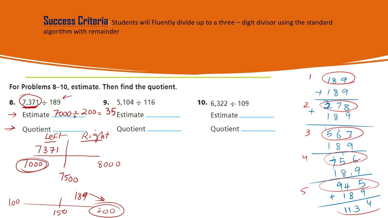 Grade 6 HMH Into Math Lesson 4 -3 Divide Multi-Digit Whole Numbers Part 2