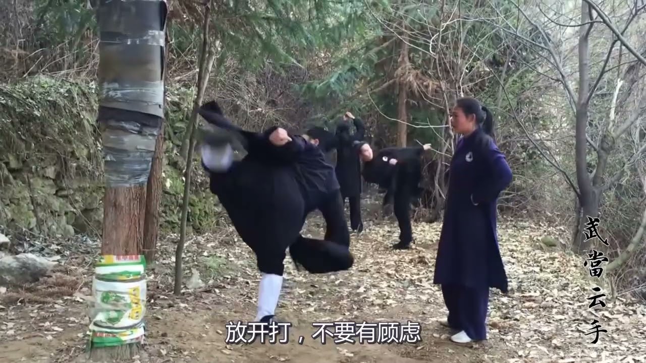 鞭腿、反腿、侧踢，来看武当三丰传人指导弟子练习重要腿法