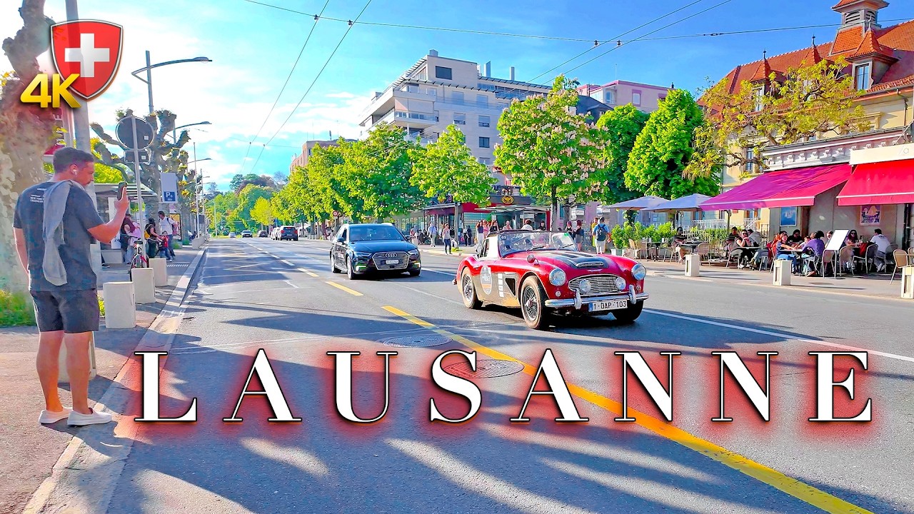 SWITZERLAND LAUSANNE 🇨🇭 Walking tour along the picturesque shore of Lake Geneva / Olympic Capital 4K