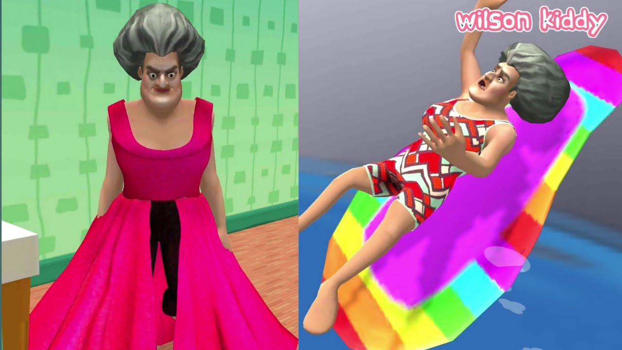 Bu Guru Cantik Miss T Naik Pelampung Jet Ski 😱😎 | Prankster 3D Scary Teacher | Game Wilson Kiddy