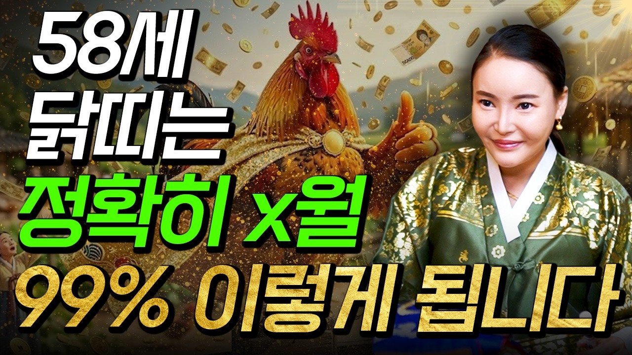 닭띠 꼭 혼자보세요..! 2026년 1969년생 58세 닭띠운세 정확히 올해 X월에 100% 이렇게 됩니다! 수백억 돈벼락 맞고 인생 역전하는 69년생 58세 닭띠의 병오년 운세!