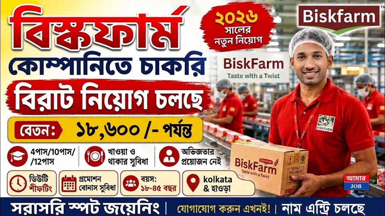 বিস্কফার্ম কোম্পানিতে প্রচুর কর্মী নিয়োগ! Bisk Farm Job Vacancy Kolkata | Direct Joining