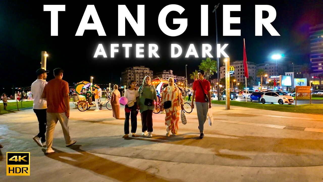 TANGIER Morocco Nightlife 🌙 Walking Tour in 4K HDR | TANGIER Corniche by Night