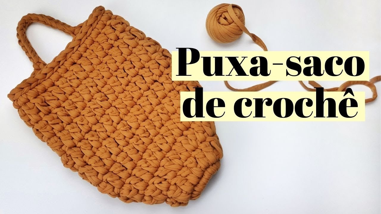 Puxa saco de crochê em fio de malha | por Ju quem fez