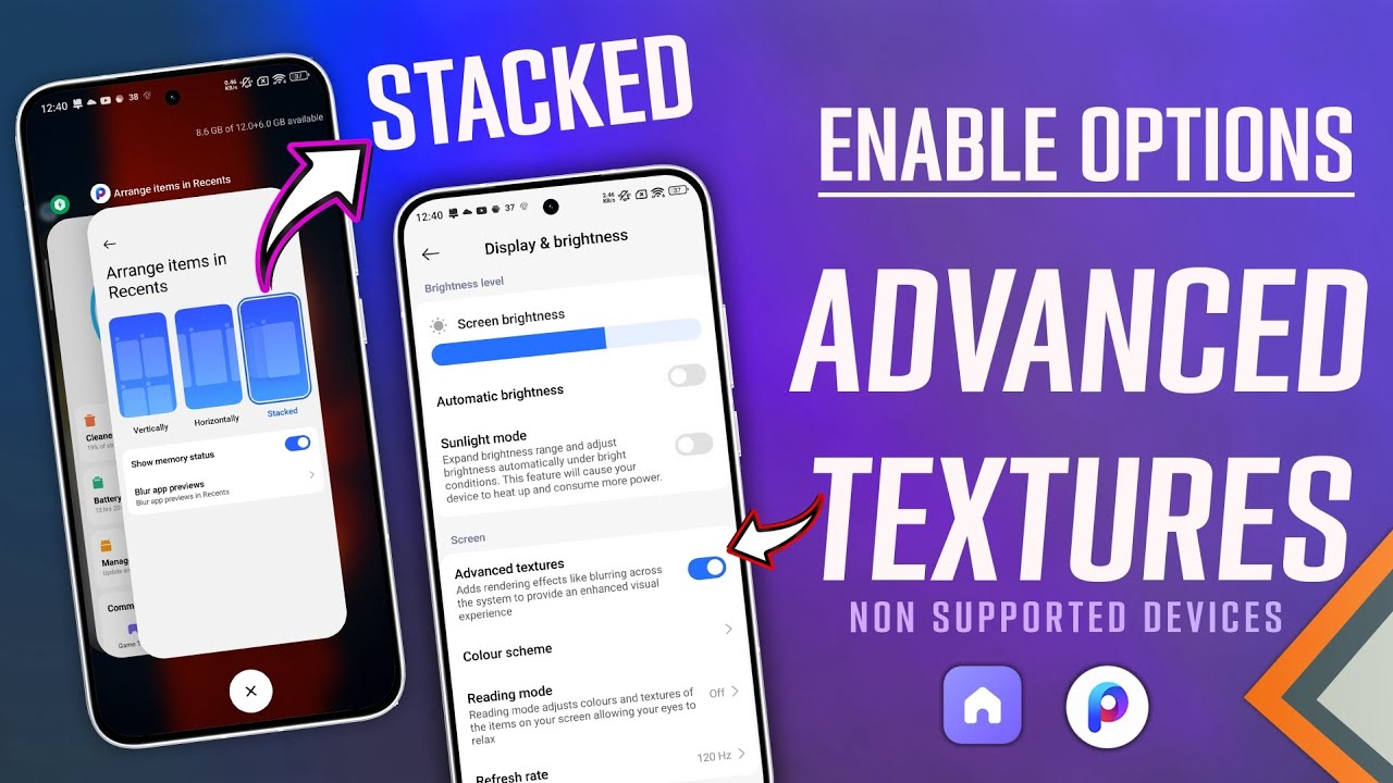 Enable Advanced Textures and Stacked Options in Non Supported Devices | Control Center Blur- HyperOS