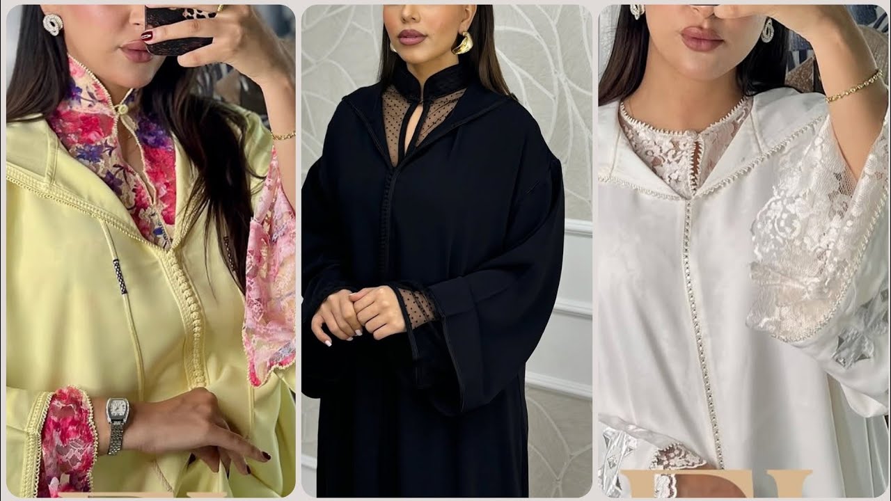 جلابة بالقميص دونتيل و موسلين 🔥 أناقة و تاويل لا متيل له موديلات متنوعة راقية مع التنسيقات فالالوان