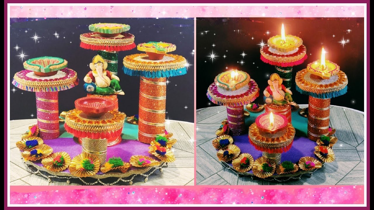 Diya stand from waste Cardboard/Candle stand | Best out of waste | Lets make Art