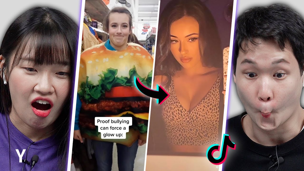 Корейский парень и девушка впервые реагируют на TikTok «Bullying Glow Up» | Y