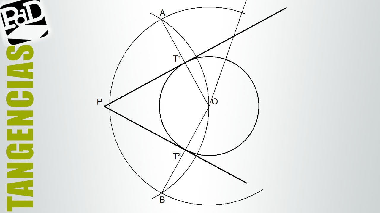 Rectas tangentes a una circunferencia por un punto exterior (Tangencias - Método3)