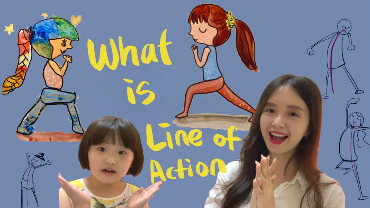 Art Lesson 101 For Kids - Line of Action Part 1 | Cute Yoga Pose | Acrylic Paint