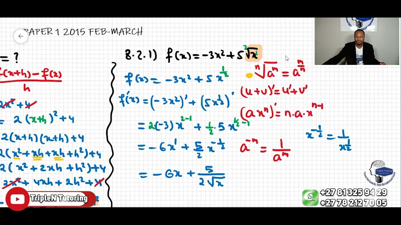Grade 12 MATHEMATICS PAPER 1 2015 FEBRURY-MARCH QUESTION 8.2. DIFFERENTIAL CALCULUS
