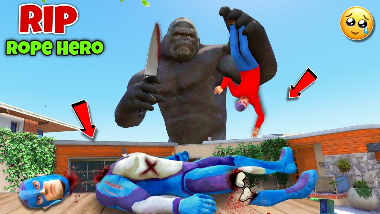 Rip Rope Hero! King Kong Kill To Rope Hero In Gta 5 | Rope Hero Vice Town | Black Spider 2.0