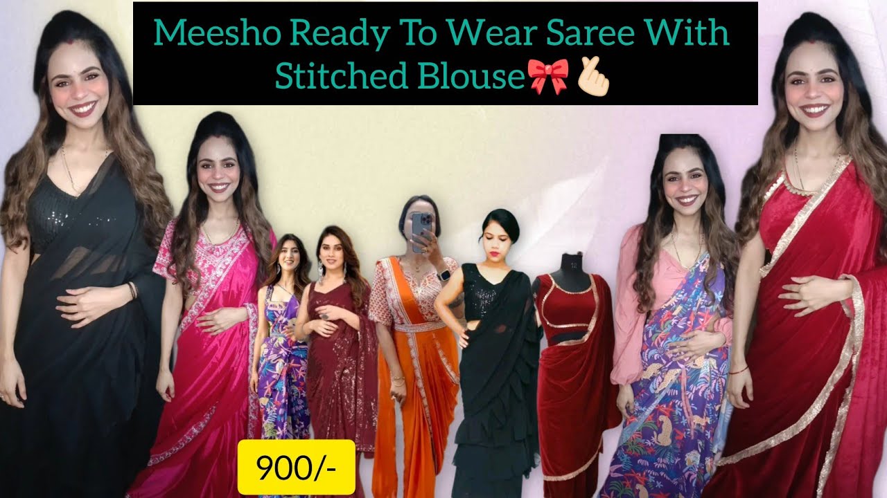 Meesho Ready To Wear Saree With Stitched Blouse🎀Meesho ready to wear saree haul🔥Staring 900/-#meesho