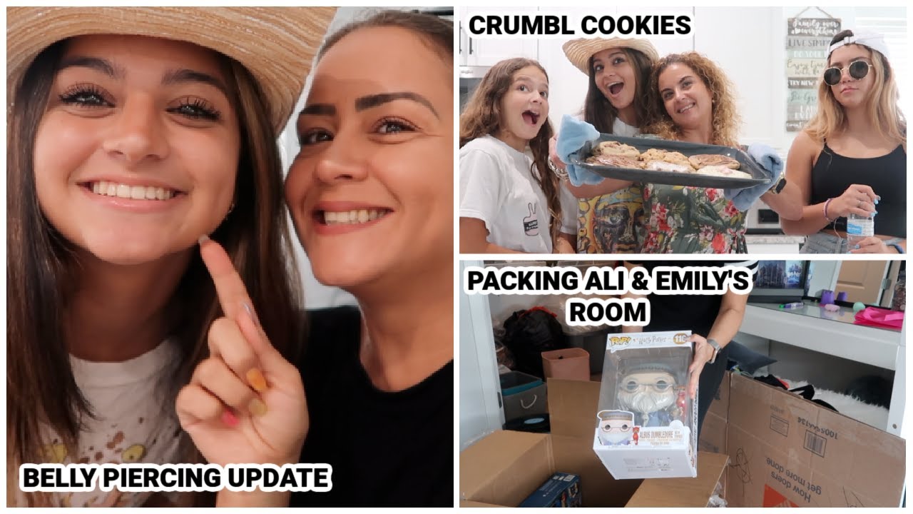 PACKING ALI & EMILY'S ROOM  /BELLY BUTTON PIERCING UPDATE /TRYING CRUMBL COOKIES | VLOG#1060
