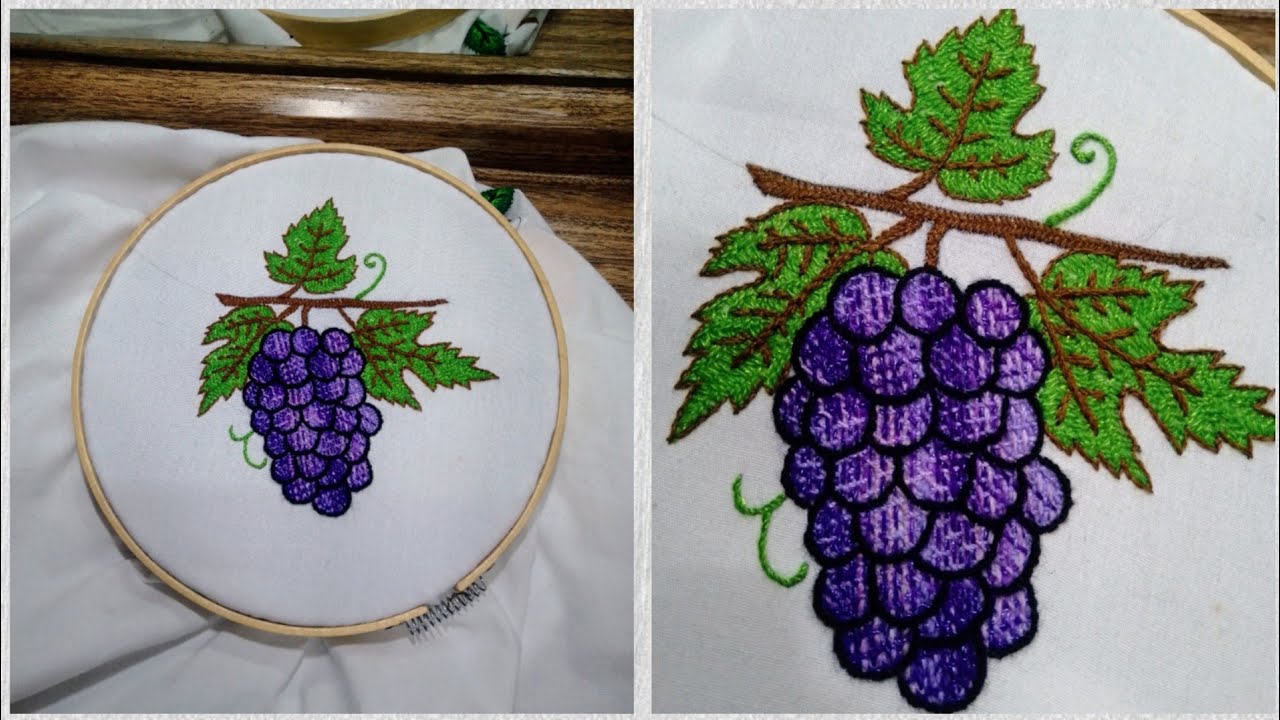 Bordado fácil para uvas 🍇🍇🍇 puntada sencilla🌿 te encantará !!!!