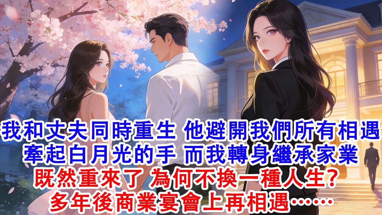 【完結爽文】 再睜眼，我和丈夫同時重生，可他避開我們所有相遇，牽起白月光的手，而我轉身繼承家業，既然重來了，為何不換一種人生？多年後商業宴會上再相#故事 #重生 #爽文 #情感 #小說 #完結