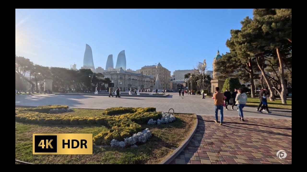 “كورنيش باكو | جولة مذهلة على بحر قزوين 🇦🇿✨ | Baku Boulevard - Stunning Caspian Sea Walk