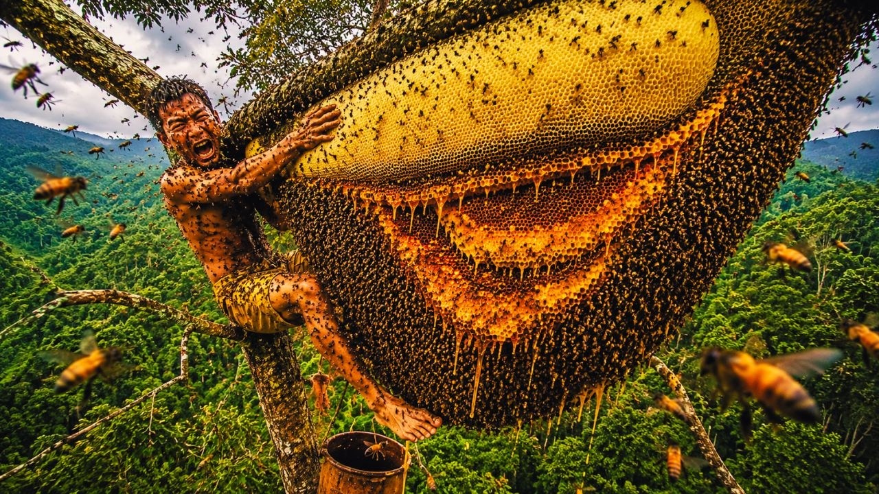 100-Meter Ancient Tree & Giant Wild Beehive | One Hunter&rsquo;s Extreme Battle With Nature.
