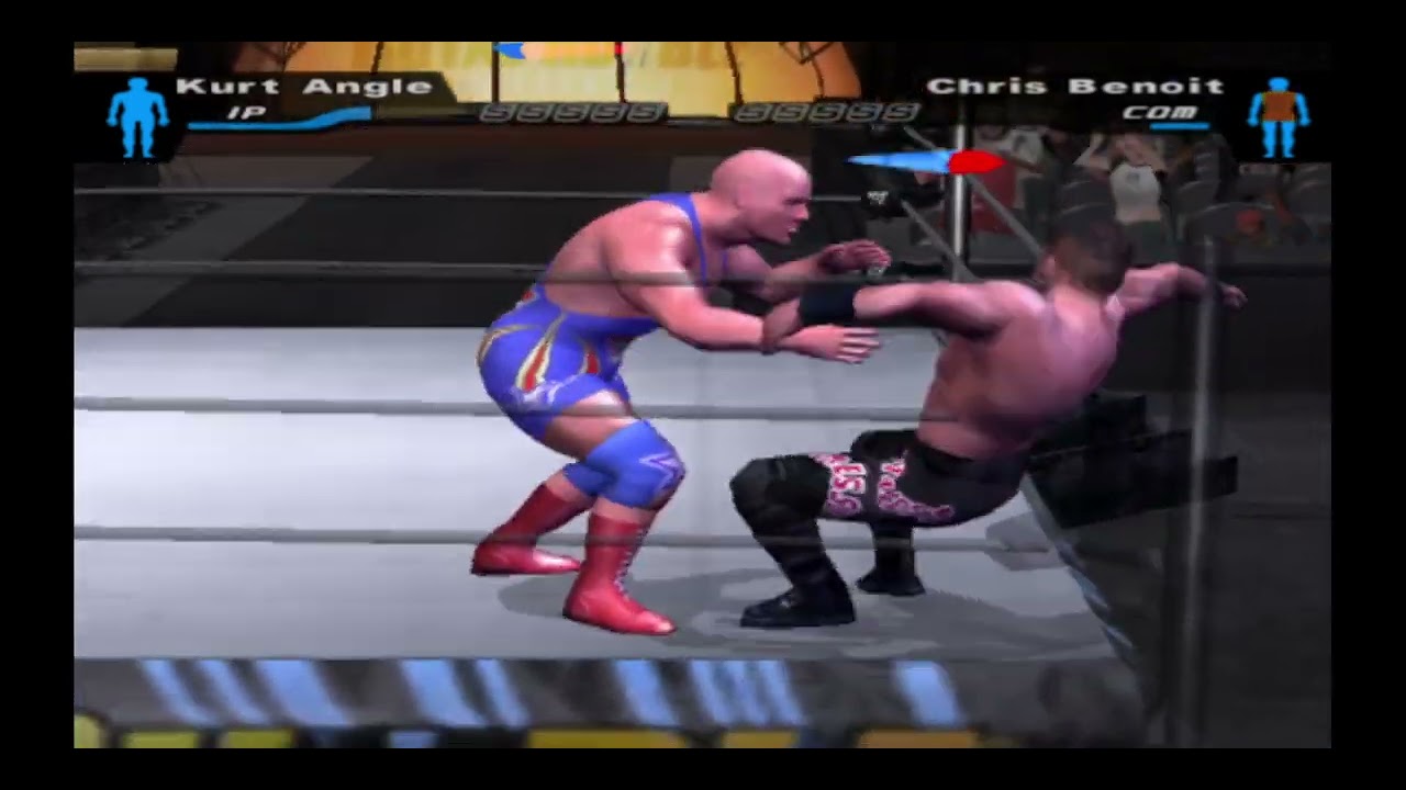 WWE Smackdown Here Comes The Pain - PS2 Gameplay - Kurt Angle vs Chris Benoit