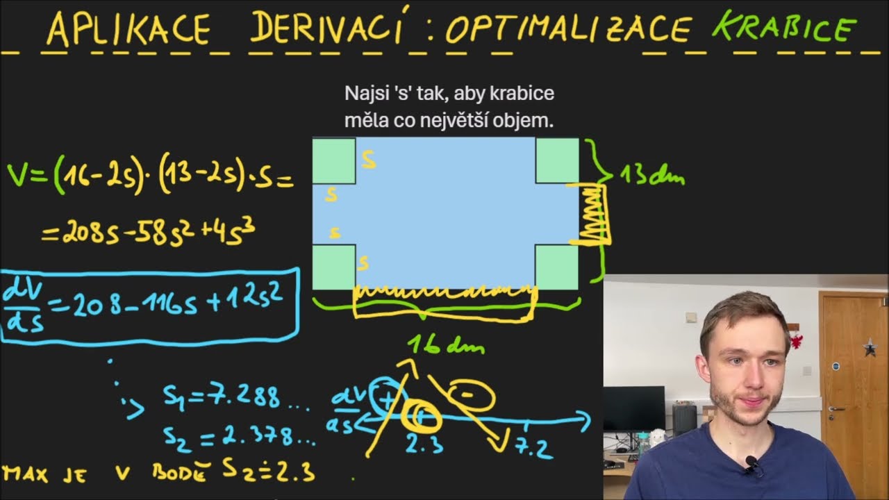 Největ&scaron;&iacute; krabice s cukrov&iacute;m - Optimalizace - Aplikace derivac&iacute;