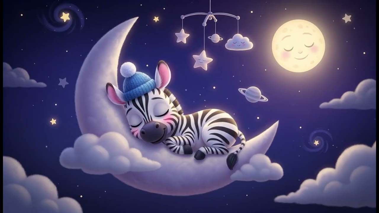Cute Zebra Lullaby | Baby Sleep Music & Bedtime Cartoon for Kids