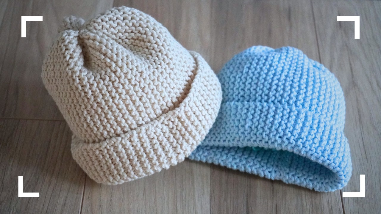 Babymütze stricken |  Stricken für Anfänger | nur rechte Maschen
