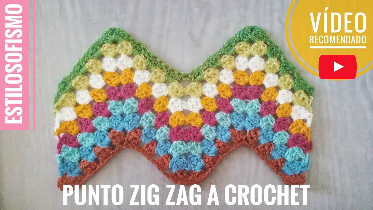 Cómo hacer el PUNTO ZIG ZAG a crochet muy fácil 🌸🌿 PASO A PASO. ESTILOSOFISMO [29] ☆☆☆☆☆