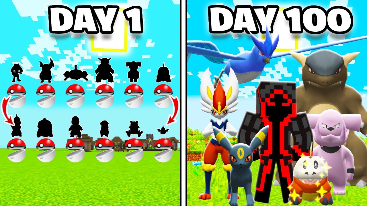 I SPENT 100 DAYS IN MINECRAFT PIXELMON! WONDERTRADE ONLY! (HARDCORE)