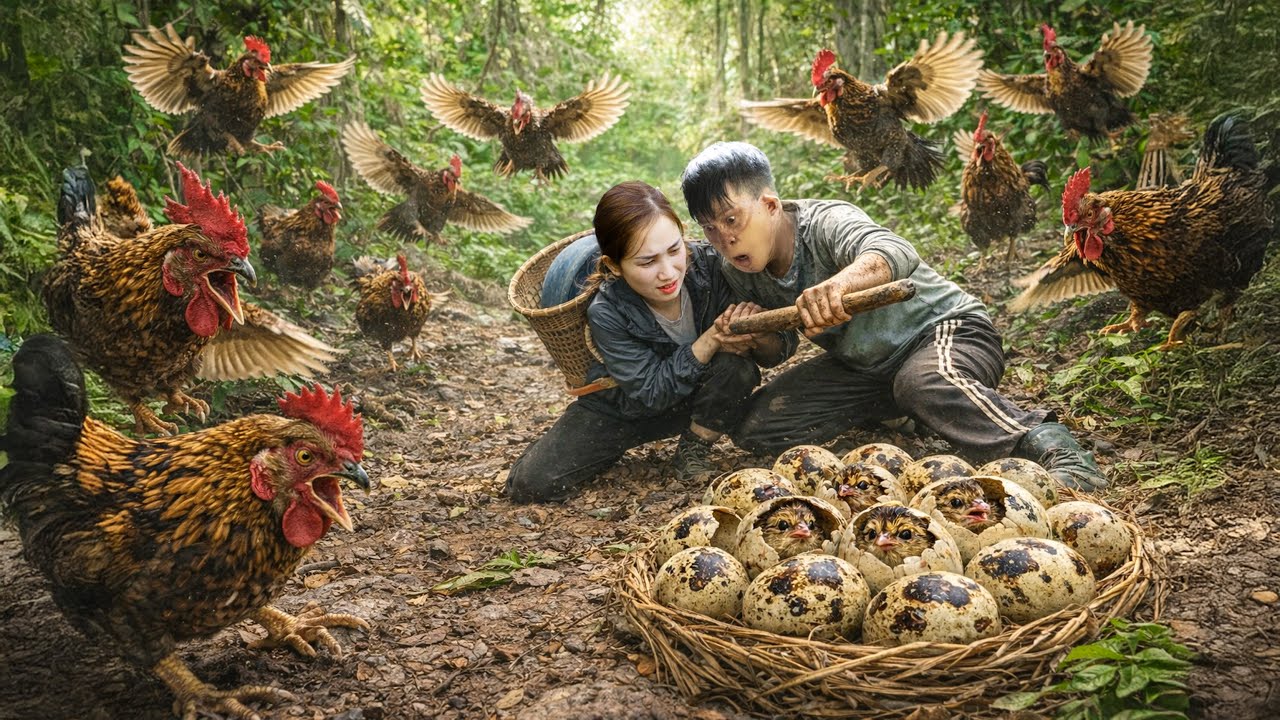 Brave Woman Harvests Wild Jungle Eggs—Fierce Chicken Army Strikes Back, Shocking Ending!