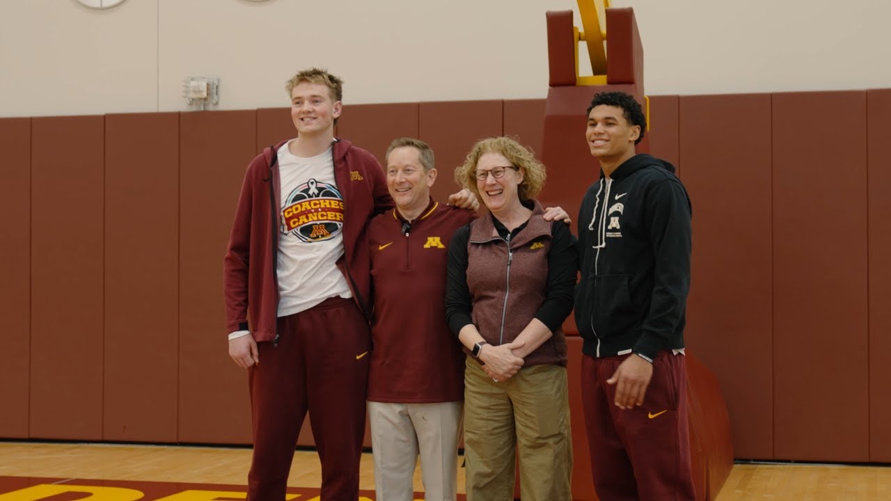 President Cunningham Visits Gopher Men's Basketball